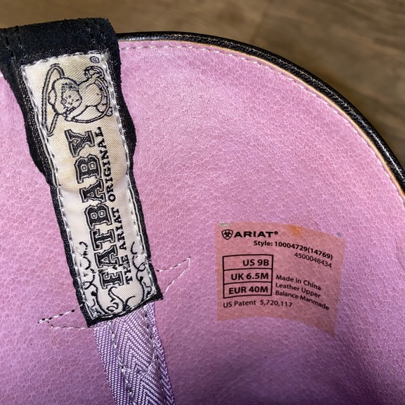Ariat Fatbaby Western Boots Black with Purple & Pink Embroidered – US 9B - Picture 5 of 5